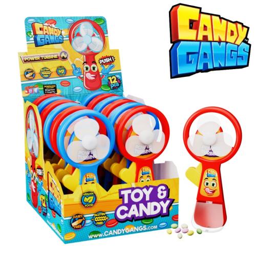 Candy Gangs Power Turbine Zabawka Wiatraczek Ręczny z Cukierkami 5g x 12szt