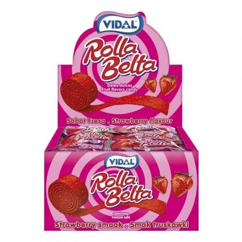 Vidal Strawberry Rolla Belta Żelka zwijana o smaku truskawkowym 20g x 24szt 